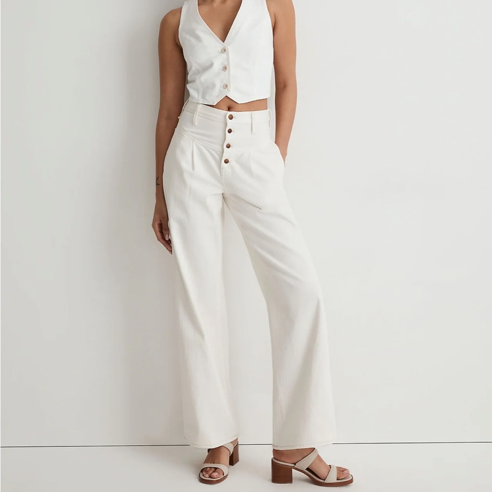 Superwide-Leg Jeans in Vintage Canvas: Button-Fly Edition